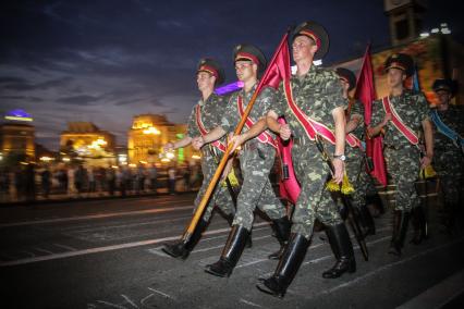 Репетиция военного парад, посвященного 23-й годовщине независимости Украины, на Майдане Незалежности (площади Независимости) в Киеве.