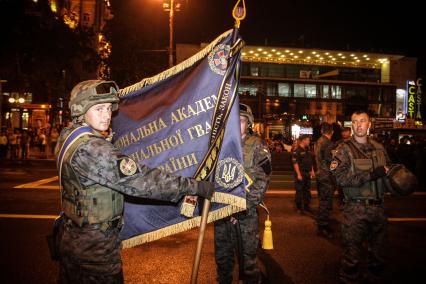 Репетиция военного парад, посвященного 23-й годовщине независимости Украины, на Майдане Незалежности (площади Независимости) в Киеве.