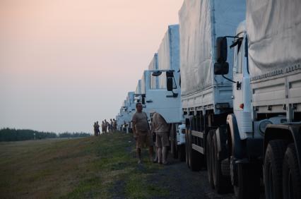 Воронеж. На снимке: автоколонна гуманитарной помощи для жителей юго-востока Украины на территории аэродрома.