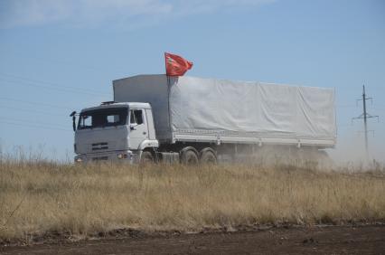 Ростовская область. На снимке: автоколонна гуманитарной помощи для жителей юго-востока Украины на стоянке близь Каменск-Шахтинский.