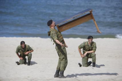 Полигон Хмелевка. `Балтийское военно-морское дерби 2014`. На снимке: морские пехотинцы.