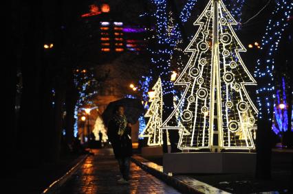 Новогодняя подсветка в Москве.