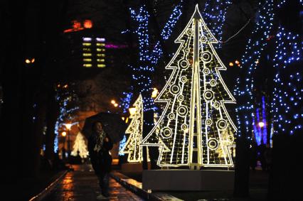 Новогодняя подсветка в Москве.