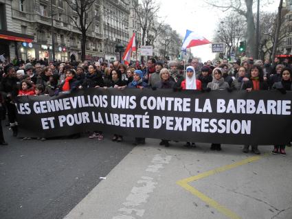 Париж. Участники марша единства в память о жертвах терактов в Париже.