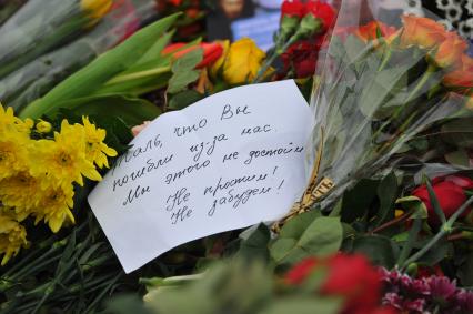 Цветы на месте убийства политика Бориса Немцова, который был застрелен в Москве на Большом Москворецком мосту в ночь с 27-го на 28-е февраля 2015 г.