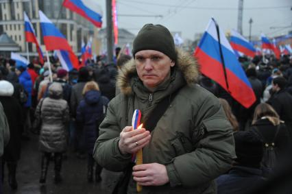 Участники марша памяти Бориса Немцова в Москве прошли от Китай-города до Большого Москворецкого моста.