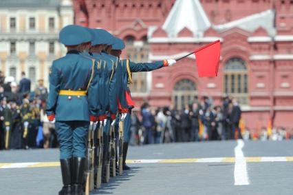 Москва. Военнослужащие парадных расчетов во время  Парада на Красной площади, в честь 70-летия Победы в Великой Отечественной войне.