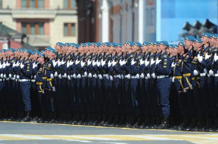 Москва. Военнослужащие парадных расчетов во время  Парада на Красной площади, в честь 70-летия Победы в Великой Отечественной войне.