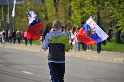 Празднование 70-летия Победы в Великой Отечественной войне 1941-1945 годов в Центральном парке Культуры и Отыха им. Горького в Москве.