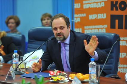 Министр природных ресурсов и экологии РФ Сергей Донской во время пресс-конференции на тему: `Арктика. Открытые уроки о русском Севере` в редакции ИД `Комсомольская правда`.