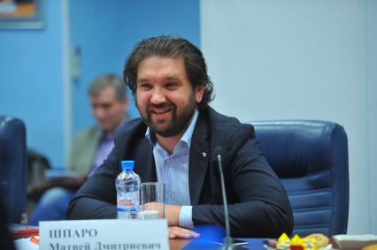 Руководитель экспедиции, директор государственного учреждения `Лаборатория путешествий` Матвей Шпаро во время пресс-конференции на тему: `Арктика. Открытые уроки о русском Севере` в редакции ИД `Комсомольская правда`.
