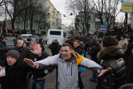 Киев. Акция сторонников Евроинтеграции Украины на Михайловской улице.