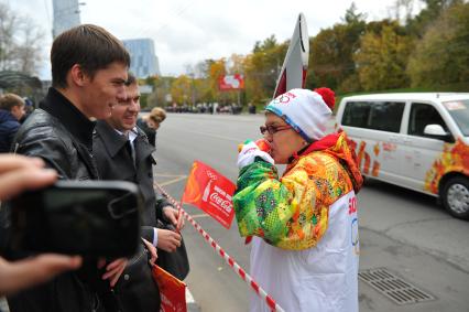 Москва. Первый этап эстафеты олимпийского огня `Сочи 2014`по территории России.