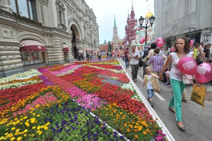 Москва. Клумбы у здания ГУМа, установленные в рамках Фестиваля цветов.