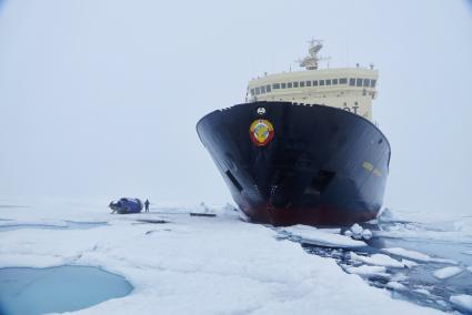 Двигатель самолета с ледокол \"Капитан Драницын\" во время эвакуации сезонной дрейфующей станции \"Северный полюс 2015\" из Арктики, для перевозки на большую землю. Северный полюс. Северный ледовитый океан