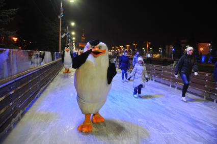 Москва. На ВДНХ открылся самый большой каток в городе.