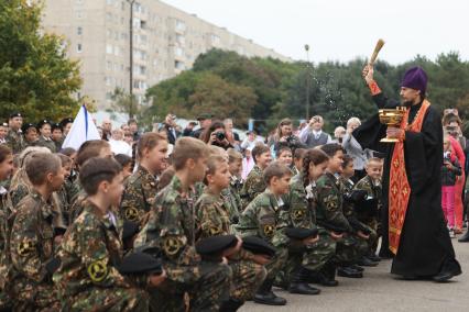 Ставрополь. Учащиеся кадетской школы имени генерала А. П. Ермолова во время принятия присяги.