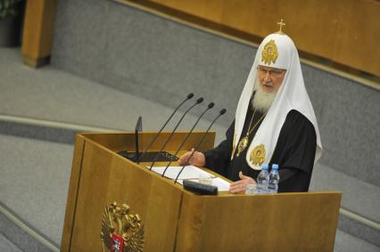 Государственная Дума. Рождественские парламентские встречи. На снимке: патриарх Московский и всея Руси Кирилл.