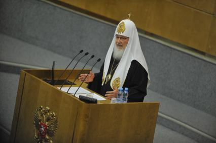 Государственная Дума. Рождественские парламентские встречи. На снимке: патриарх Московский и всея Руси Кирилл.