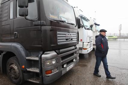 Ставрополь. Протест дальнобойщиков против введения платы за проезд по федеральным дорогам.