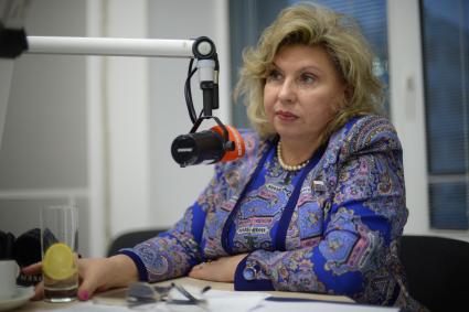 Москва. Заместитель председателя комитета Госдумы РФ по делам СНГ Татьяна Москалькова на радиостанции `Комсомольская правда`.
