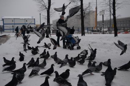 Москва. Пешеходы переходят дорогу на Тверском бульваре.