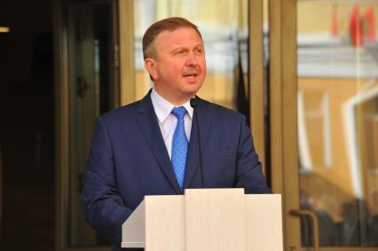 Москва. Премьер-министр Белоруссии Андрей Кобяков на церемонии открытия Делового и культурного комплекса посольства Белоруссии в РФ.