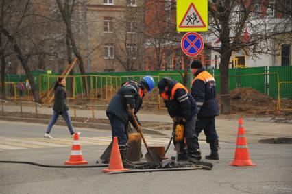 Москва.  Дорожно-ремонтные работы.