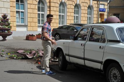 Москва. Актер Матеуш Даменцки на съемках фильма `Как я стал русским`.