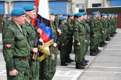 Украина, Донецк. Открытие мемориальной доски полковнику Евгению Кононову в 3 отдельном батальоне спецназа республиканской Гвардии ДНР.