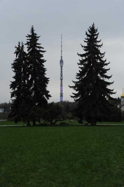 Москва. Вид на Останкинскую телебашню с территории   ВДНХ.