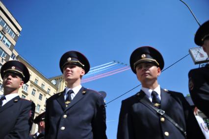 Москва.   Штурмовики Су-25  во время воздушной части военного парада в честь 71-й годовщины Победы в Великой Отечественной войне 1941-1945 годов.