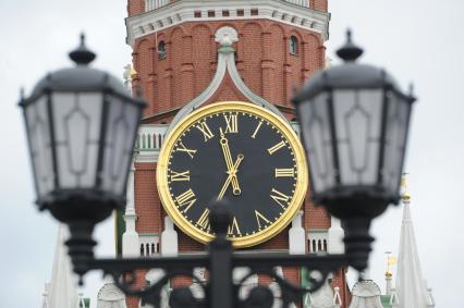 Москва. Спасская башня и  фонари.