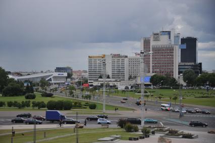 Белоруссия.  Минск.  Панорама современного города.