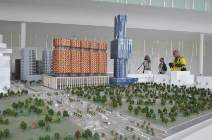 Москва.  Макет строящегося жилого комплекса арт-класса `ЗИЛАРТ` на территории бывшего автозавода имени  Лихачева.
