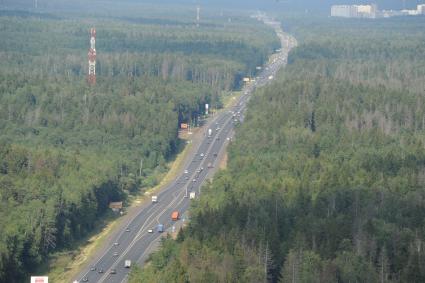 Московская область, Кубинка. Вид Минского шоссе с высоты птичьего полета.