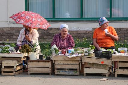 Челябинск. Продажа овощей и фруктов на улице.