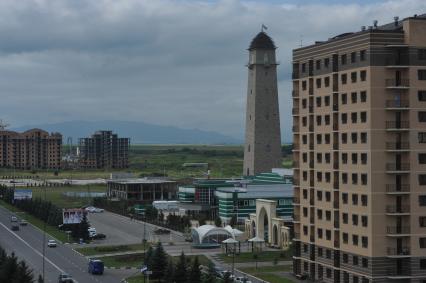 Ингушетия, Магас. Панорама города и вид на Башню Согласия.