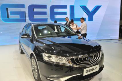 Москва.   Автомобиль Geely  на Московском международном автомобильном салоне - 2016 в Международном выставочном центре `Крокус Экспо`.