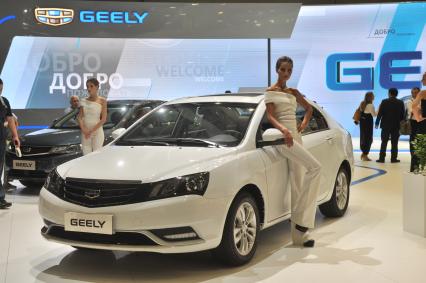 Москва.   Стенд компании Geely (Китай)  на Московском международном автомобильном салоне - 2016 в Международном выставочном центре `Крокус Экспо`.