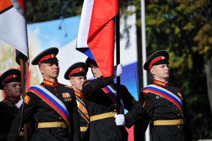 Москва.   В столичном Суворовском училище прошло торжественное построение, посвященная Дню знаний.