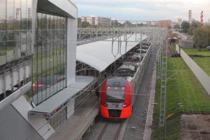 Москва. На станции `Балтийская` Московского центрального кольца (МЦК).