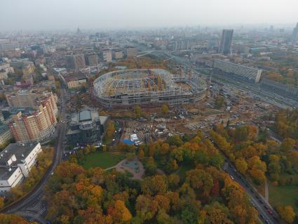 Москва. Вид сверху на стадион Динамо и Петровский парк.