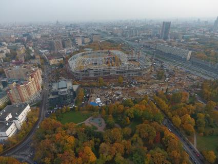 Москва. Вид сверху на стадион Динамо  и Петровский парк.