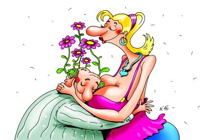 Карикатура на тему `Весна`.