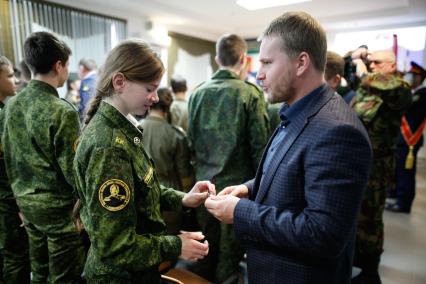 Ставрополь. Школьники кадетской школы им. генерала Ермолова вступили в ряды `Юнармии`.