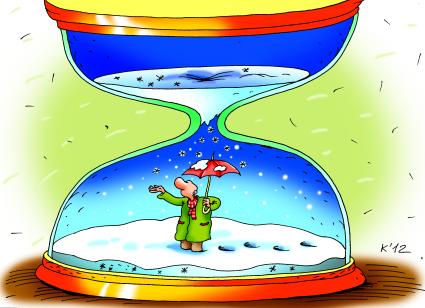 Карикатура на тему `Зима`.