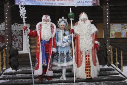 Барнаул. Встреча  Деда Мороза из Великого Устюга и Алтайского Деда Мороза.