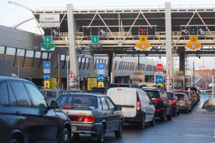 Санкт-Петербург. Открытие движения по центральному участку Западного скоростного диаметра (ЗСД). Пункт оплаты проезда.