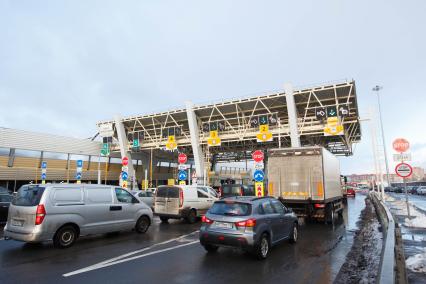 Санкт-Петербург. Открытие движения по центральному участку Западного скоростного диаметра (ЗСД). Пункт оплаты проезда.